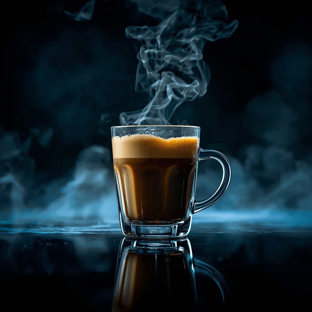 lucid origin une tasse de caf glac artisanale au centre de la sc ne verre transparent av 3 778abd6f adc1 4957 bf44 7800113107e2